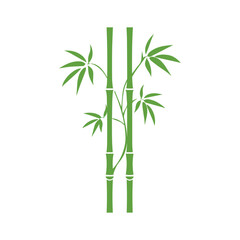 Bamboo leaves icon over white background, silhouette style, vector illustration