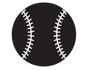  New black Baseball Icon in silhouette white background.
