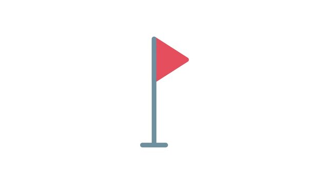 A red flag on a pole set against a solid black background, emphasizing the flag's vibrant color.