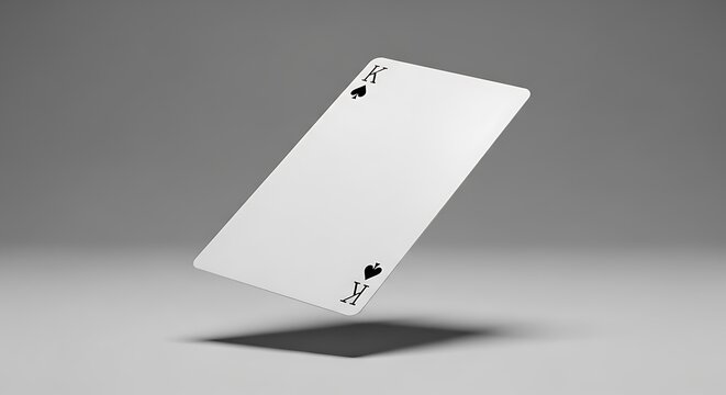 A lone Ace of Spades playing card gracefully floats above a smooth grey surface casting a subtle shadow
