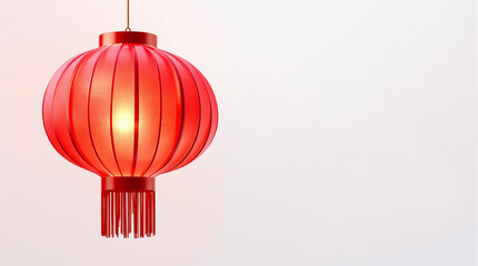 Obraz premium A Traditional Red Chinese Lantern Illuminated Indoors for Festive Decoration.