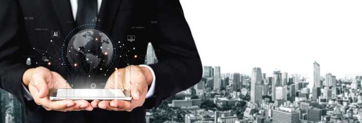 Global AI network showing connection between AI, global, and network elements across the digital world and data infrastructure Vouch