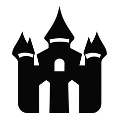 Castle Fortress With Towers Building Solid Icon