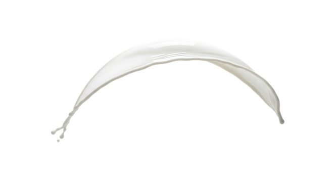 White liquid splash forming an arch isolated on transparent background