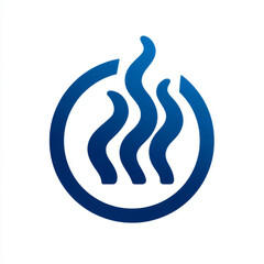  Flat design heat icon in gradient blue representing steam or aroma, isolated on white