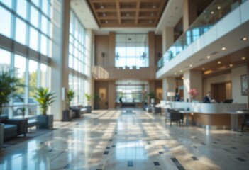 Modern Hotel Lobby Interior Design: Spacious and Luxurious Reception Area with Natural Light