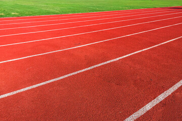 Fototapeta premium Running Track and Green Grass Texture