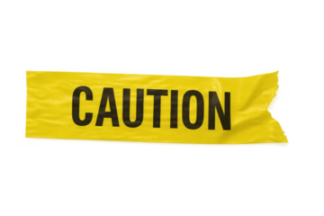Yellow plastic caution tape with black warning text, creating a barrier for danger, safety, and secured area