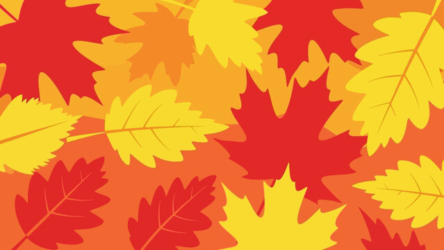 Colorful autumn leaves in shades of red, yellow, and orange.