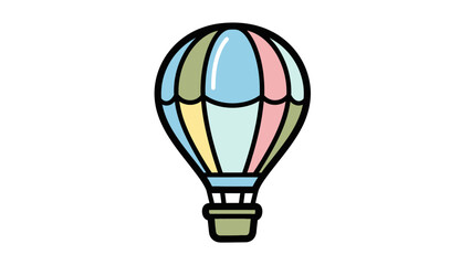 Obraz premium Colorful hot air balloon floating in a clear sky with vibrant stripes and cheerful design