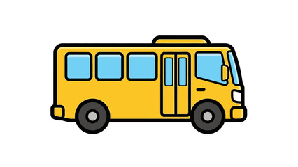Bright yellow bus illustration on a white background, showcasing urban transport concept