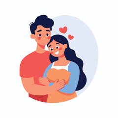 Young Romantic Couple Illustration