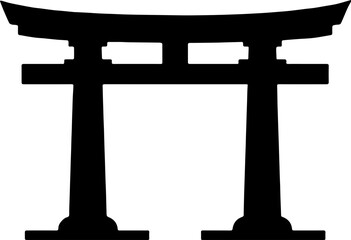 Torii Gate Silhouette Icon - Japanese Temple or Shrine Symbol