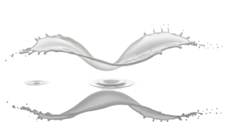 Dynamic white liquid splash and droplet isolated on transparent background