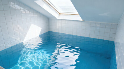 Obraz premium White Skylight Minimalist Pool Interior Photography