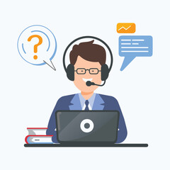 Vector Illustration of Smiling Customer Support Man