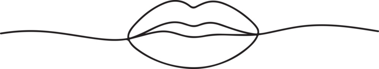 Human Lips Continuous Line Icon, Lips continuous one line drawing. Woman lips logo on white background. Vector illustration for banner. one line Icon drawing