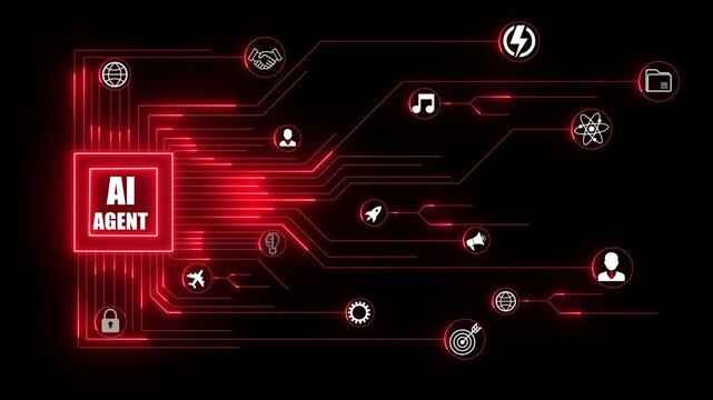 ai agent- businessman working with virtual reality at office. Multi agent AI systems concept on black background. AI driven solutions streamline workflows, Decision, enhance productivity