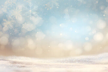Gentle winter background featuring delicate snowflakes and soft bokeh lights, evoking a serene and magical atmosphere.