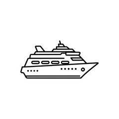 Obraz premium Sleek outline illustration of a luxury yacht or modern cruise ship, representing premium sea travel, idyllic vacations, and elegant maritime adventures on the water