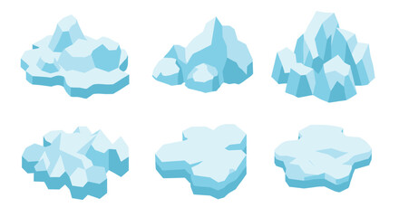 Isometric iceberg set with various geometric shapes