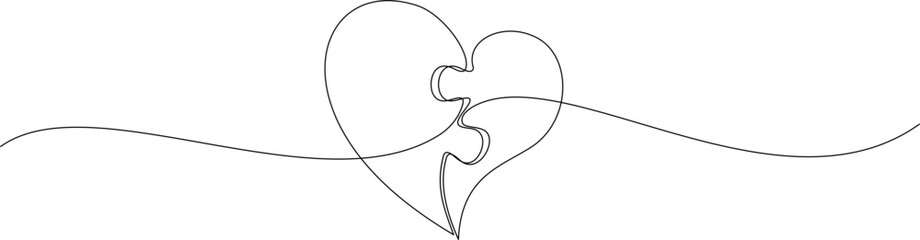 heart-shaped puzzle illustration with lineart style