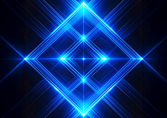 ブルーの光が交差するハイテク・デジタル空間