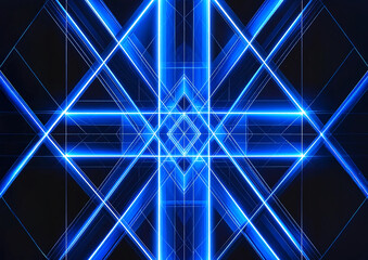ブルーの光が交差するハイテク・デジタル空間