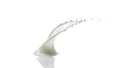 White liquid splash frozen in motion isolated on transparent background
