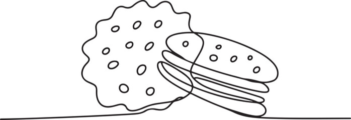 one line art Biscuit vector illustration. line art, one continuous line, simple, hand drawn and sketch style. for icons, symbols, signs or logos. one line Icon drawing