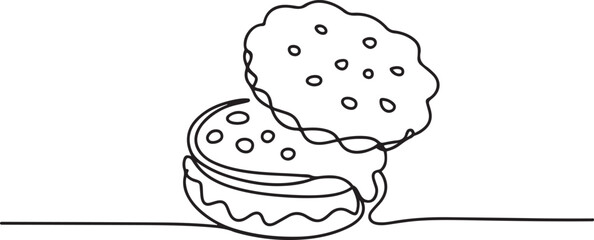 one line art Biscuit vector illustration. line art, one continuous line, simple, hand drawn and sketch style. for icons, symbols, signs or logos. one line Icon drawing