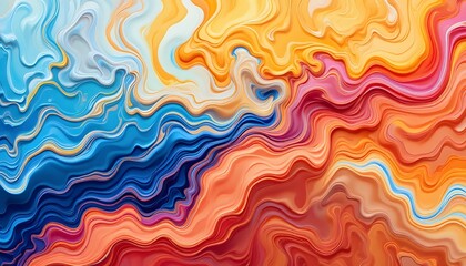 Vibrant colorful liquid and fluid abstract background, dynamic flowing shapes, perfect for summer collection design