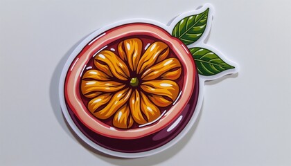 Vibrant passion fruit sticker with detailed texture on a white background