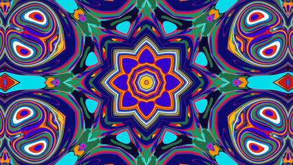 Psychedelic Spiral Kaleidoscope, Vibrant Symmetrical Pattern