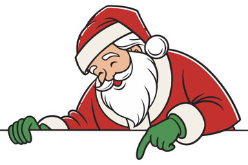 Cute Santa Claus Pointing Illustration. Christmas Cartoon Character Vector.