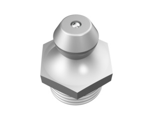 Precision Zinc-Plated Steel Grease Zerk Fitting with Threads: Detailed Technical Illustration of Essential Hydraulic Lubricant Access Component for Heavy Duty Automotive, Machinery, and Industrial