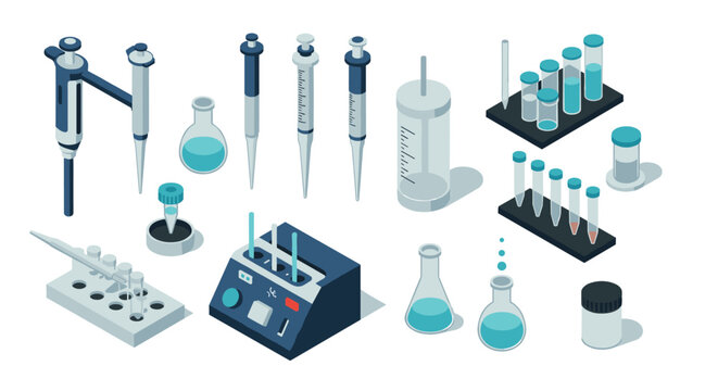 Isometric laboratory equipment for scientific research and experimentation