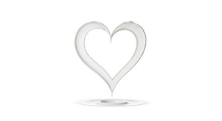 White heart shape with a subtle shadow isolated on transparent background