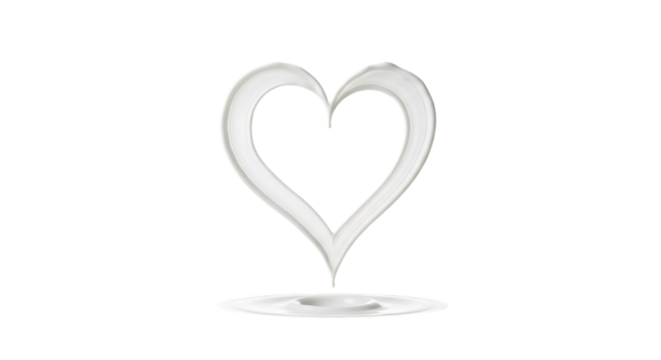White heart shape with a subtle shadow isolated on transparent background - Powered by Adobe
