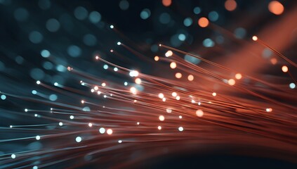 Abstract visualization of glowing light strands and bokeh effects creating a futuristic and energetic digital network atmosphere