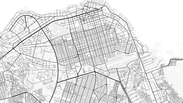 Kinshasa City Map. Minimalist black and  white line art poster for printing, wallpaper, wall art, and map resources for home and office decor