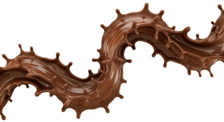 Dynamic chocolate splash wave isolated on transparent background