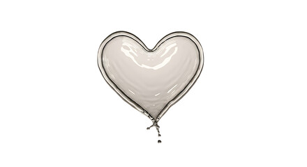 White heart shaped balloon with dripping water isolated on transparent background
