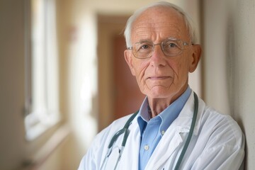 Portrait of an experienced, confident medical professional standing in a hospital setting
