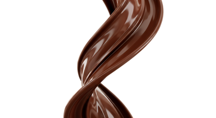 Swirling liquid dark chocolate isolated on transparent background