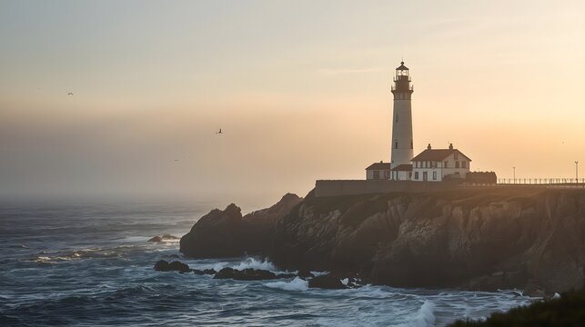 lighthouse at sunset - Powered by Adobe