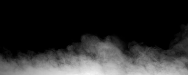 Naklejka premium Abstract white smoke or vapor. Abstract fog cloud. Smoke overlay effect. Isolated on black background.