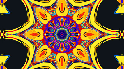 Psychedelic Spiral Kaleidoscope, Vibrant Symmetrical Pattern
