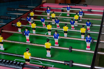 Foosball Tabletop Game Close-up, Team Players