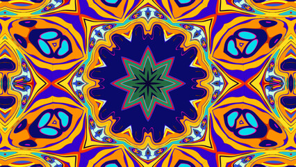 Psychedelic Spiral Kaleidoscope, Vibrant Symmetrical Pattern